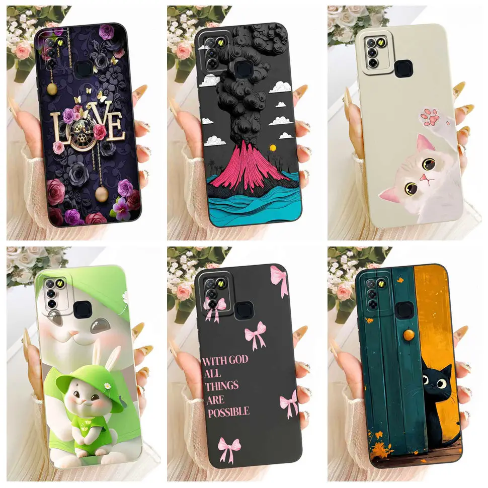 For Infinix Hot 10 Lite X657B Case Cute Cartoon Cat Print Silicone Back Cover For Infinix Hot 10Lite Phone Protection Cases