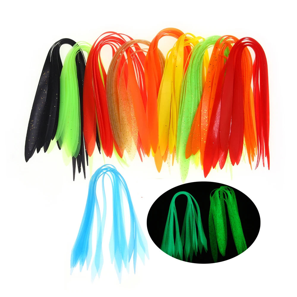 10 PEÇAS Saias de Silicone Retas Coloridas para Pesca, Saias de Silicone Salty para Montagem de Iscas Spinnerbait, Buzzbait e Jig