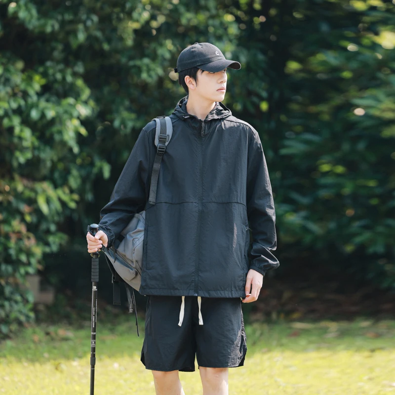 

2 шт., легкая УФ-толстовка с длинными рукавами и шортами, комплект женских тонких пальто, рубашки, летняя мужская охлаждающая куртка, уличная солнцезащитная одежда