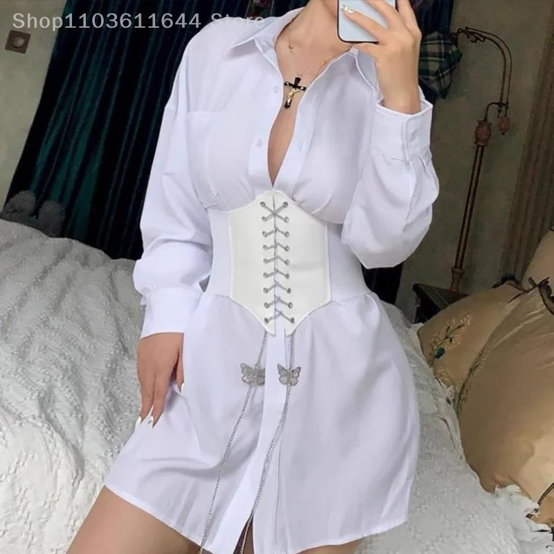 Corsetto sexy da donna sottoseno gotico con catena a farfalla curva modellante cinturino dimagrante