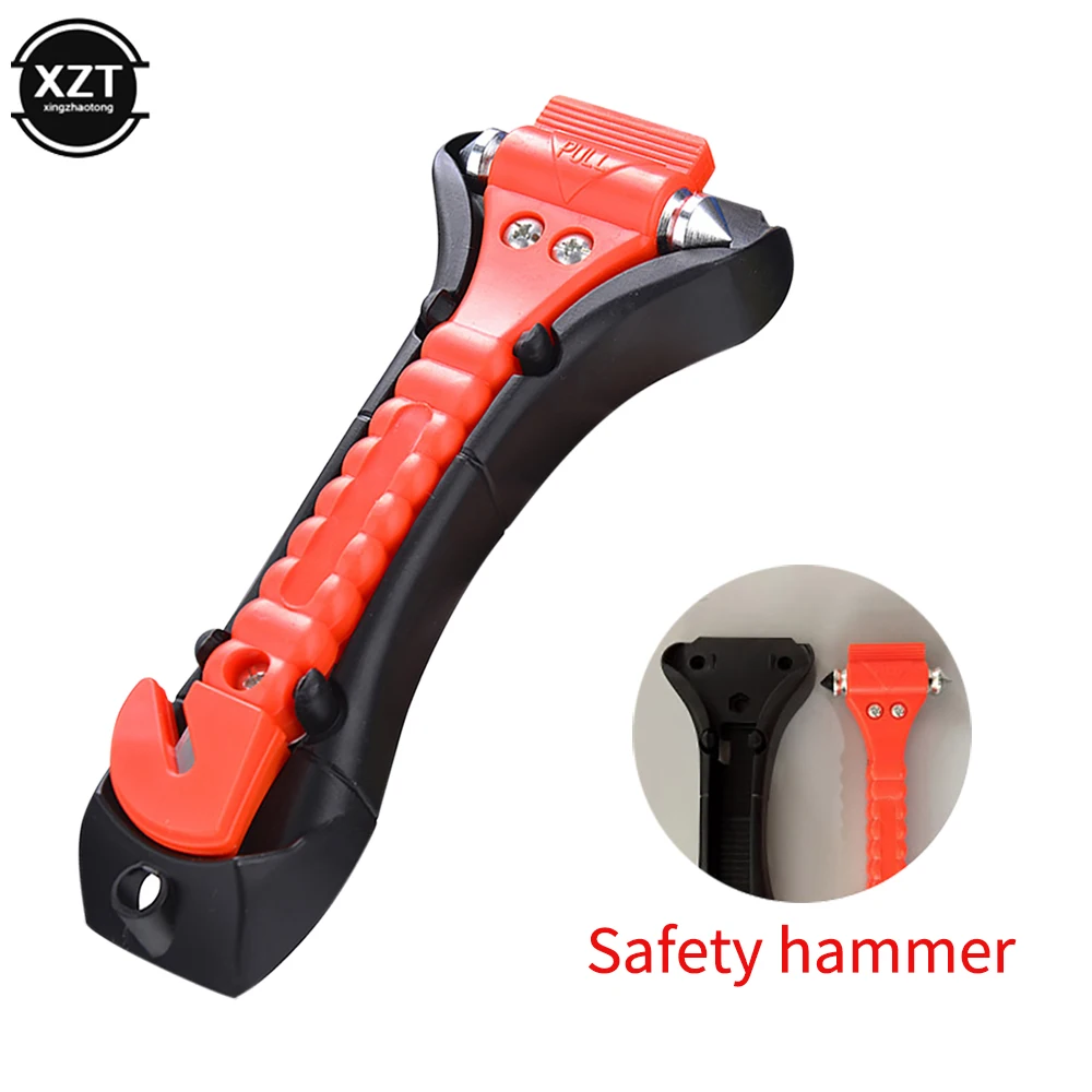 1PCS Survival Safety Hammer Camping Driving Car Seat Belt Cutter Emergency Escape Hammer to Break Window Glass RED