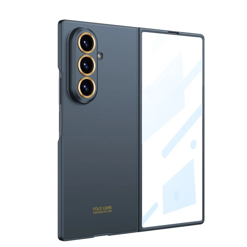 Luxuriöse, modische, ultradünne Hülle für Samsung Galaxy Z Fold 8 Ultra 7 6 5G mit Displayschutzfolie aus Glas, matte Schutzhülle