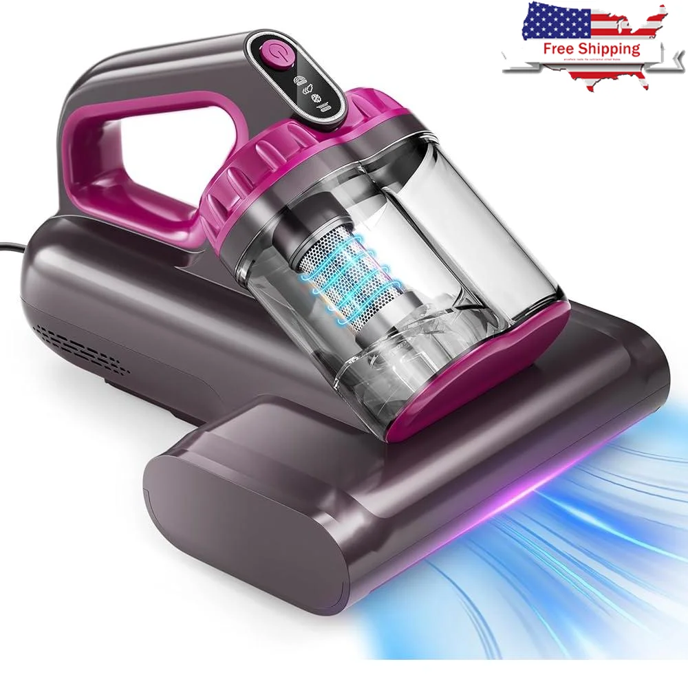 Mattress Vacuum Cleaner 15Kpa Suction UV-C Light Ultrasonic Heating 400W Handheld High-Efficiency Dual-Cyclone HEPA Filter