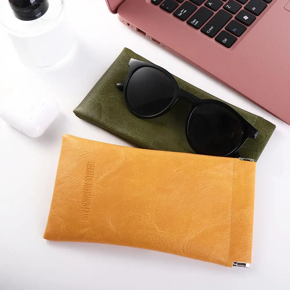 Kotak Pelindung Kacamata Sederhana Tempat Penyimpanan Kacamata Tas Penyimpanan Kacamata Hitam Dompet Kecil Tas Kosmetik Kotak Kacamata Kulit PU