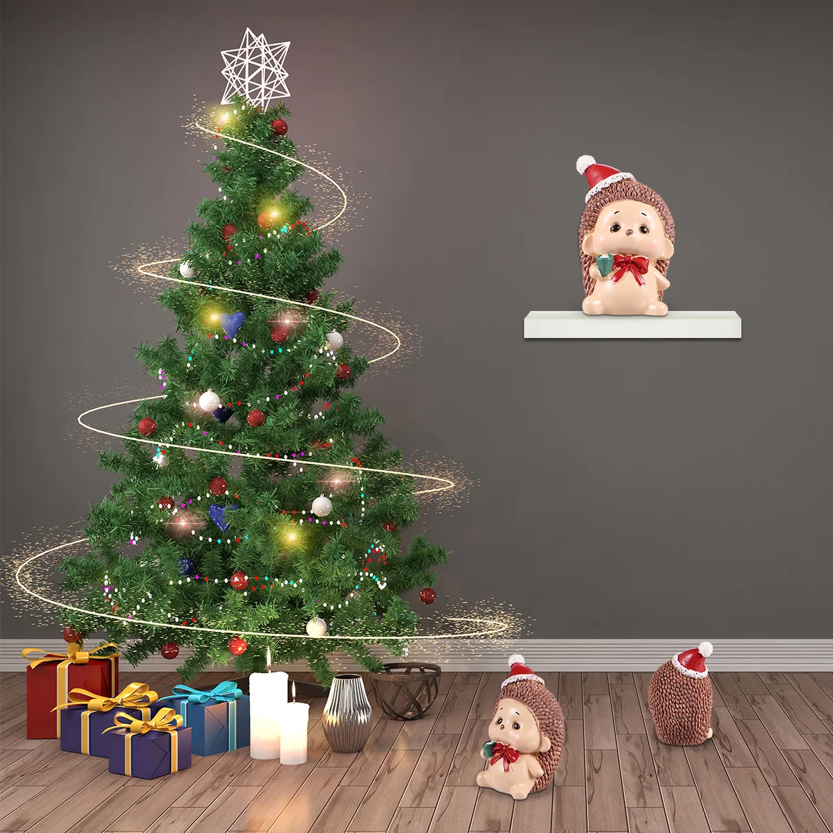 

2Pcs Christmas Family Figurines Resin Mini Ornament for Home Garden Decor Desktop Layout Craft Holiday Decoration