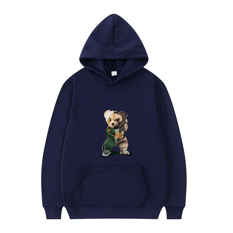 Autumn and winter street hoodies for warmth, loose fit, home sportswear, couple\'s new product, fashionable teddy bear printed jo