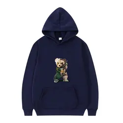 Autumn and winter street hoodies for warmth, loose fit, home sportswear, couple's new product, fashionable teddy bear printed jo