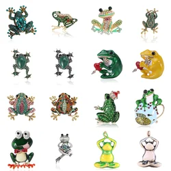 Cute Rhinestone Frog Brooches for Women Unisex Animal Pins Multi-color Available Office Party Accessories Gifts