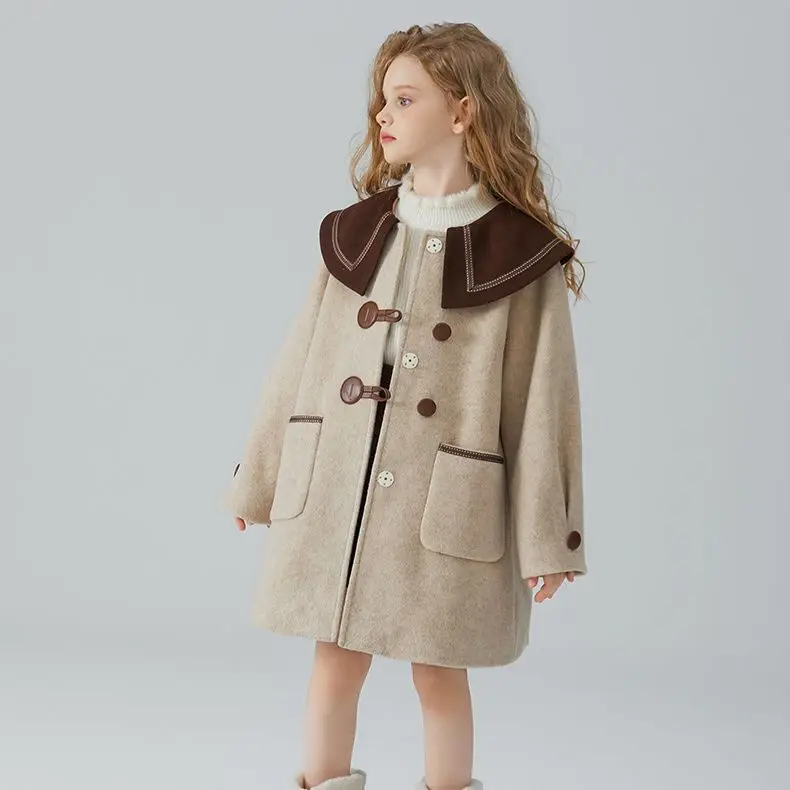 

Girl's Loose College Style Fashionable Spring and Autumn New Style Children's Mid To Long Length Coat Winter Thick Cotton Coat