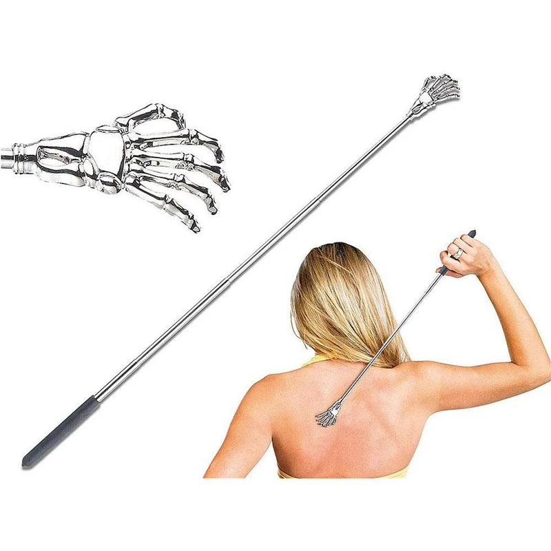 Back Scraper With Retractable Handle-Stainless Steel Skeleton Handle-Back Massager-Body Massager Head Scraper