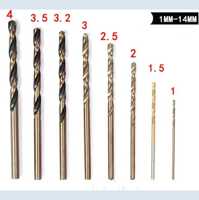 15pcs High Speed Steel Twist Drill Bit Set 3 Edge Head 8% High Cobalt Drill Bit hardness for Stainless Steel Wood Metal Drilling