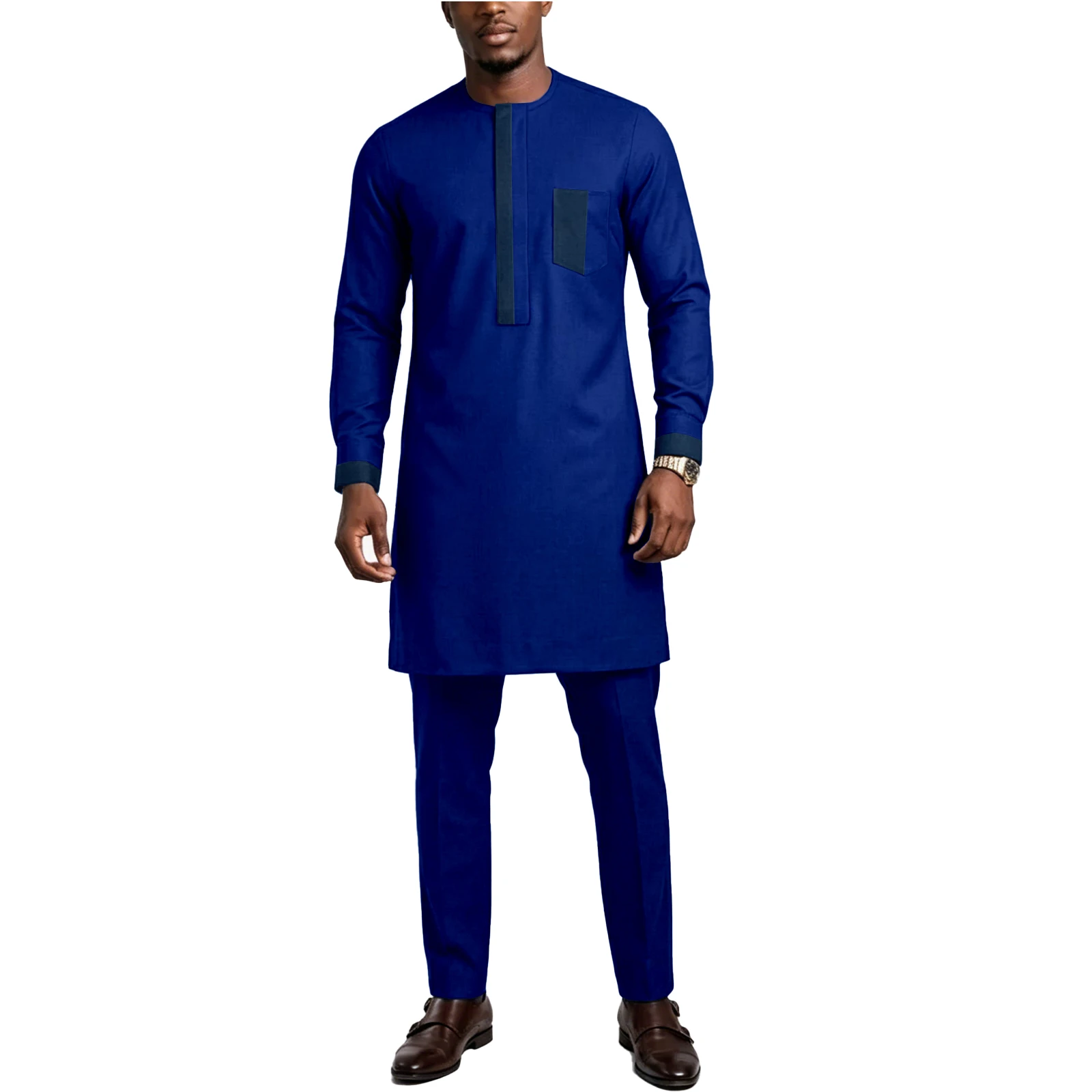 

Men's African 2 Piece Outfits, Dashiki Slim Fit Outfits, Long Sleeve Shirt and Pants, Nigerian Clothes