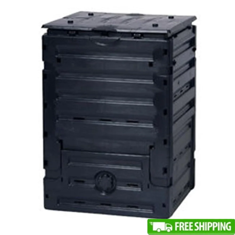 مركب مدمج بطول 11 قدم مكعب، مجموعة خالية من الأدوات، غطاء جيد التهوية، حماية من الرياح، سهل سحب سماد، تصميم موفر للمساحة