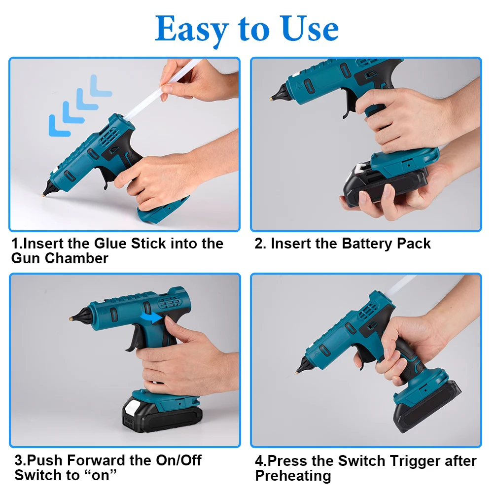 Portable Cordless Electric Hot Melt Glue Gun 11mm Glue Stick Welding Hot Air Gun DIY Handicrafts Tool for Makita 18V Battery