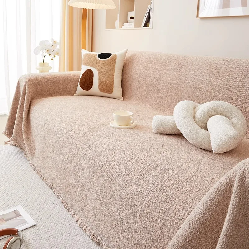 Chenille Sofa Towel Full Cloth Cover Universal Four Seasons Plush Sofa Carpet Non-Slip Cover Blanket Cat Scratch Proof