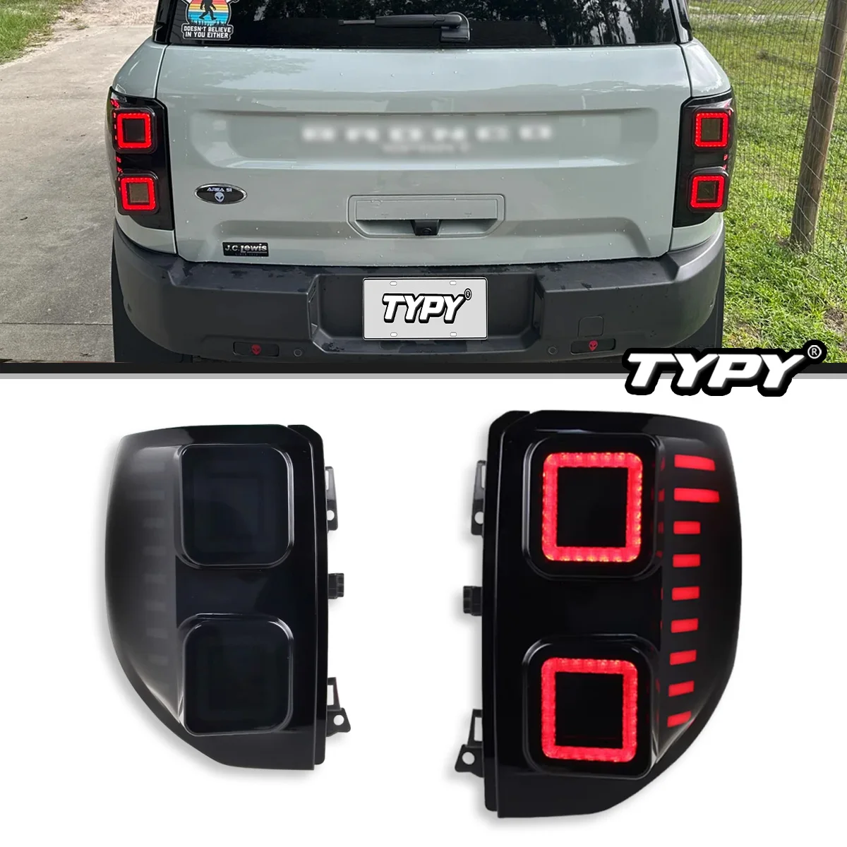 

TYPY автомобильный Стайлинг для Ford Bronco задний фонарь 2020-2023, обновление, модифицированный для нового DRL, динамический указатель поворота, светодиодный задний фонарь, авто