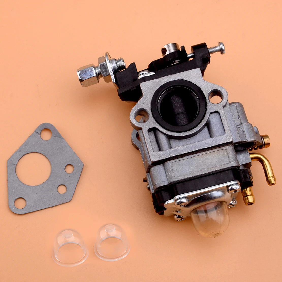 Conjunto de Carburador de Metal Prateado para Hyundai Hybc5200 52cc Tempos Gasolina Aparador de Grama Roçadeira
