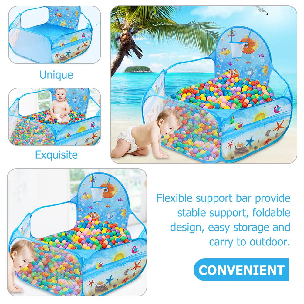 

Kids Ball Pit Play Tent Foldable Basketball Tent Indoor Outdoor Hexagonal Design Safe Playhouse for Toddlers