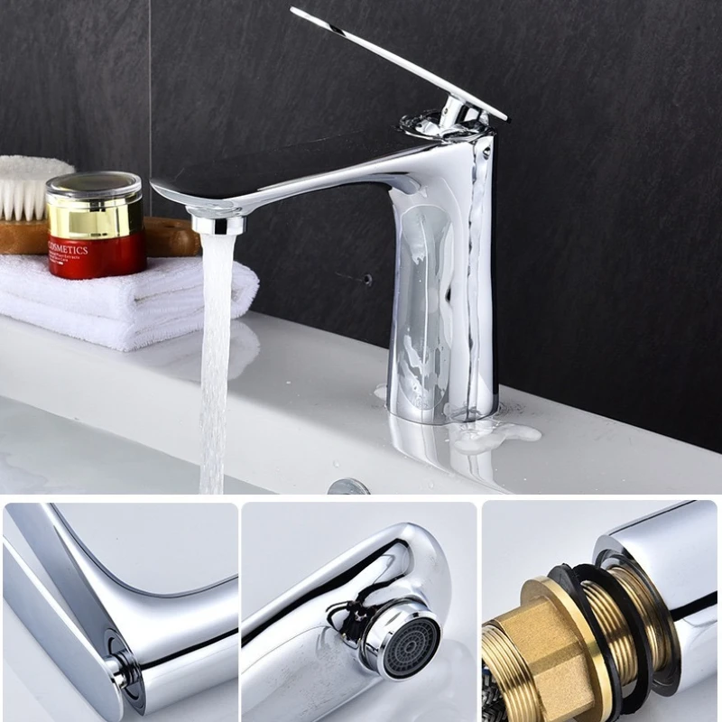 

Basin Faucets Black White Mixer Hot&Cold Brass Wash Tap Gold Bathroom Water Crane Faucet