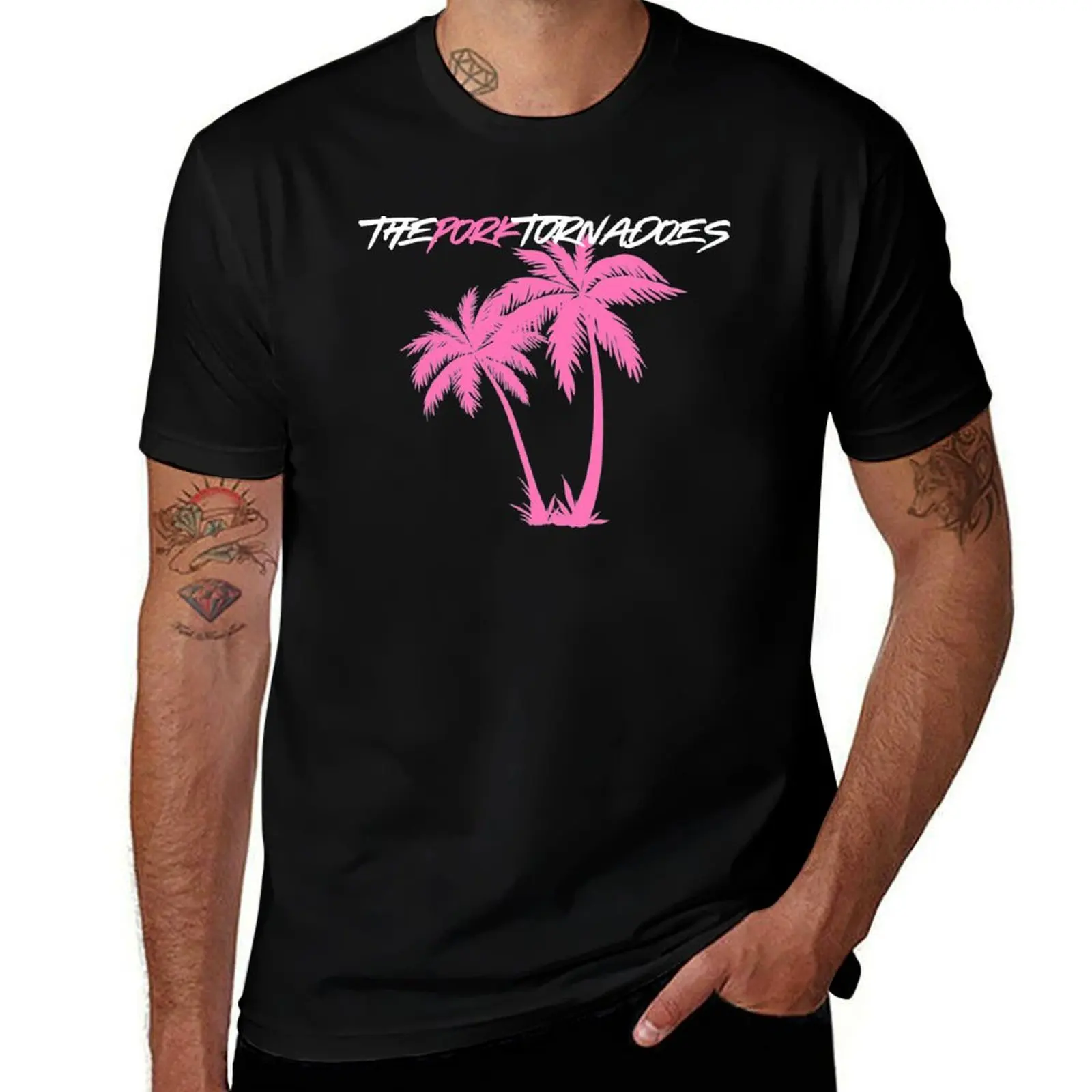 Palm Tree Tornadoes T-Shirt Basic Comfort Fit for Men T-Shirt