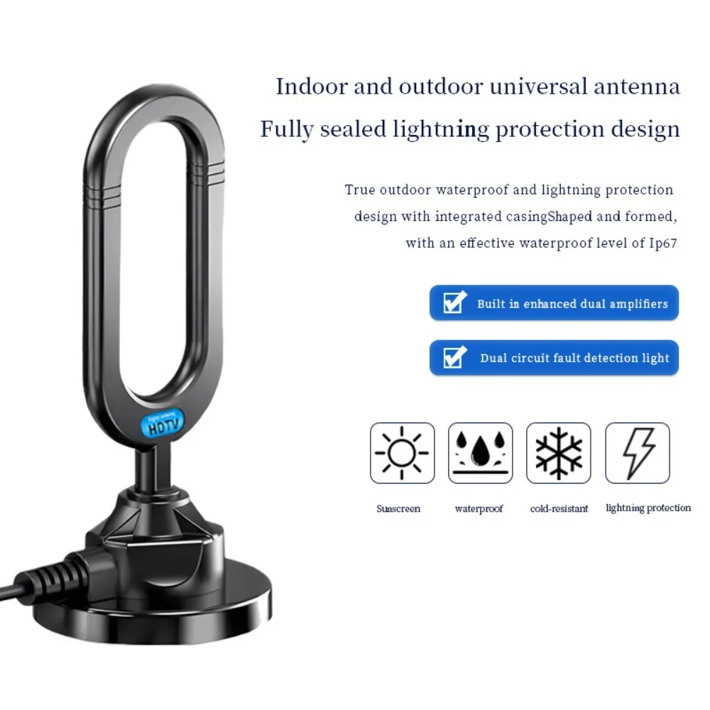 هوائي تلفزيون DTMB داخلي لجميع التلفزيونات الذكية لفترة طويلة المدى والرقمية عالية الدقة مع إشارة مكبر للصوت للقنوات المحلية يدعم 4K 1080P