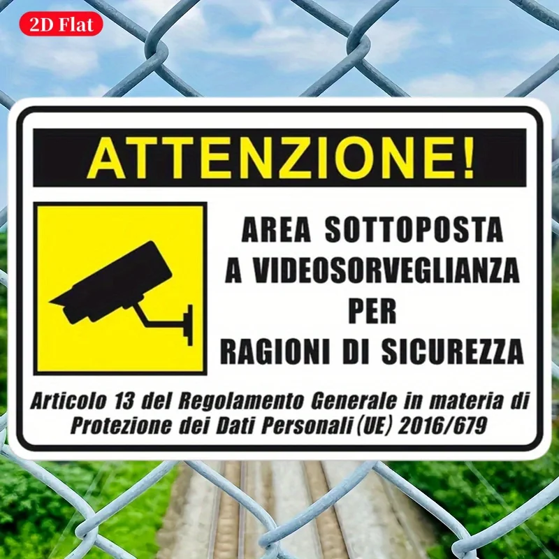 Two-dimensional plane, two-dimensional plane Italian security warning sign - 24-hour surveillance and no unauthorized entry s