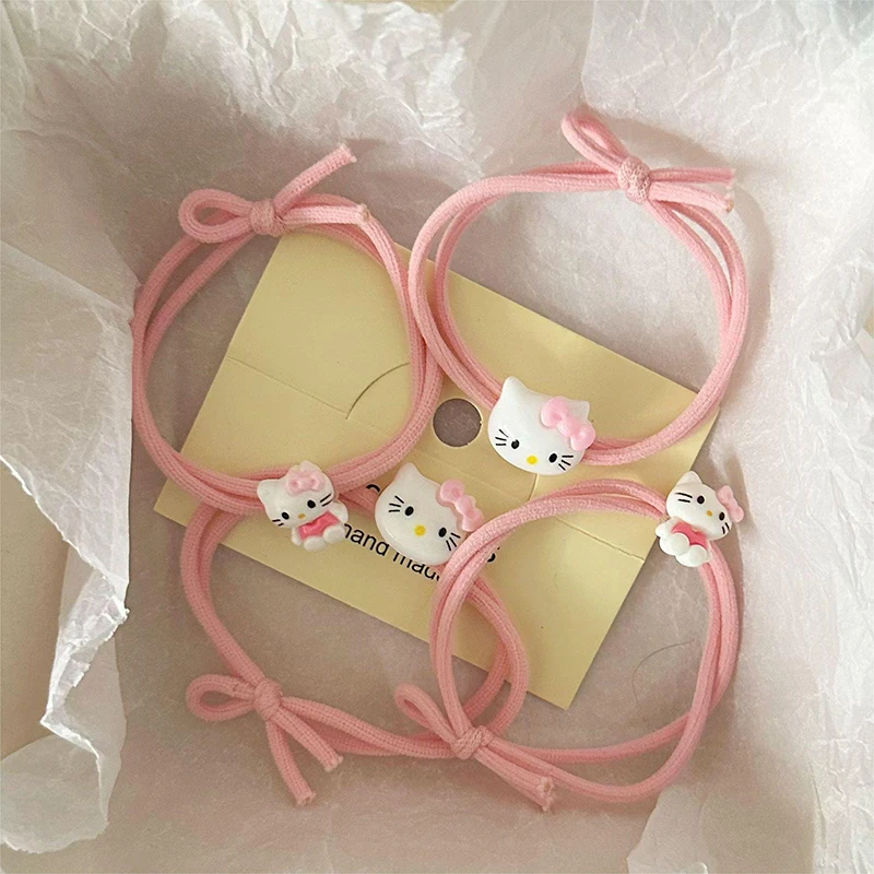 Schattige Cartoon Kt Kat Haar Touw Voor Vrouwen Meisjes Zoete Haaraccessoires Veelzijdige Hoge Elastische Rubberen Band Kinderen Hoofd Touw Geschenken