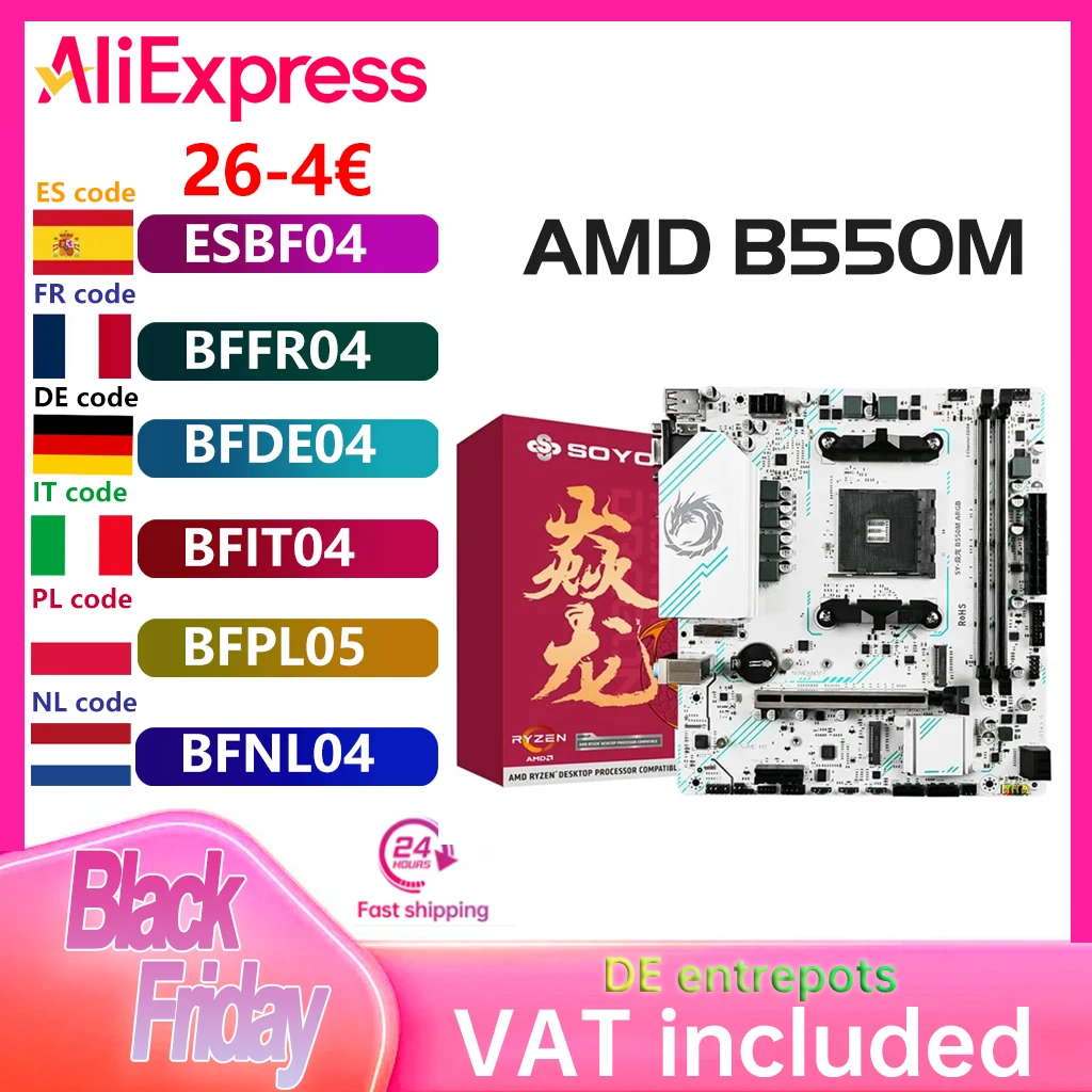 SOYO-placa base para juegos AMD B550M, USB 3,1, M.2, Nvme, Sata3, DDR4, doble canal, compatible con RYZEN R3, R5, R7, 3000, CPU, AM4, Sket