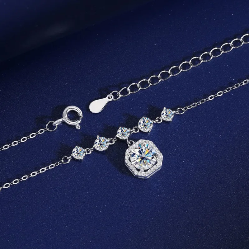 

BIJOX STORY S925 стерлингового серебра муассанит ожерелье для женщин элитная модная цепочка на ключицу лабораторные ювелирные изделия с бриллиантами