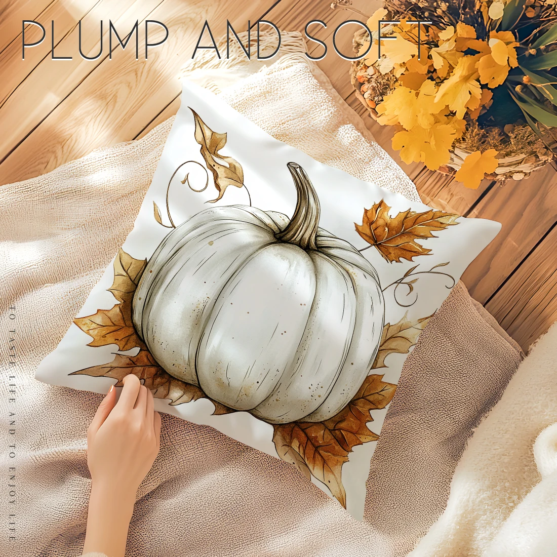 Harvest pumpkins in autumn Cushions Pillowcase Polyester Cushion Cover Throw Pillow Sofa Decoration Pillowcover Home Car Decor