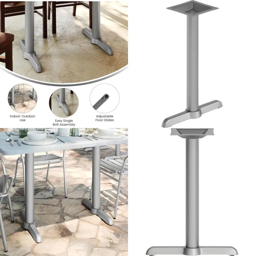 

Commercial Silver 5 x 22 Cast Iron T-Base Table with 3 Column for Restaurant Use