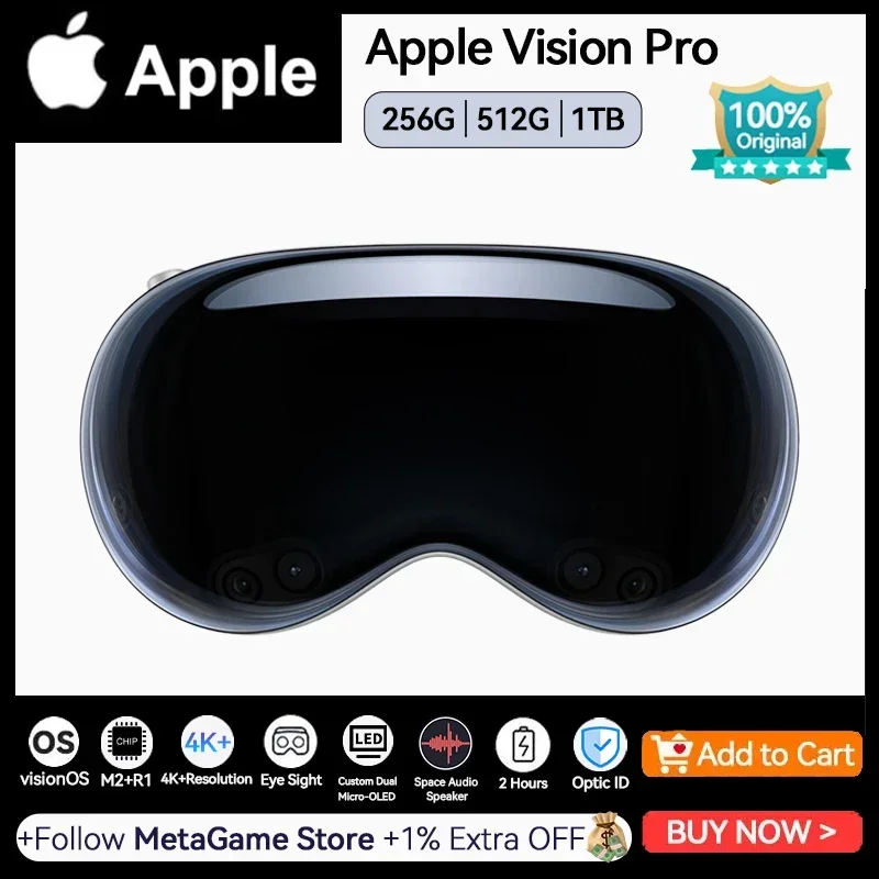 Apple Vision pro VR Glasses Genuine New Product Micro-OLED Display Real-time 3D Infred Camera Spatial Audio Consumer Electronics