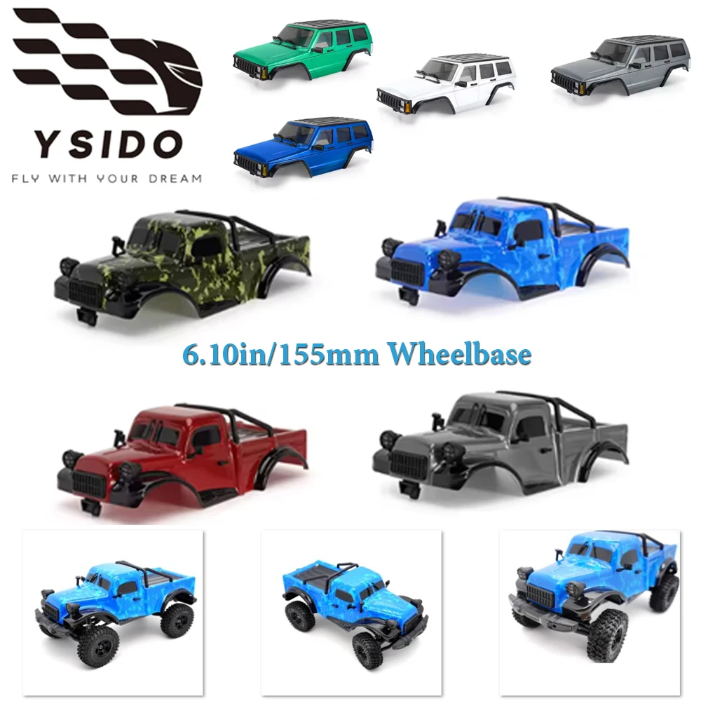 6.10in/155mm Wheelbase ABS Hardtop Body Shell Kit For 1/18 RC Crawler TRX4M Bronco Defender Wrangler Chassis RC Car Shell Parts