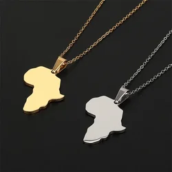 Classic Design Selling African Map Pendant Necklaces Men& Women Stainless Steel Gold Color Africa Map Jewelry Gift
