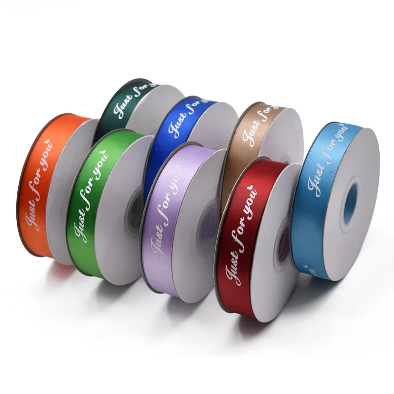 

25yards/Roll 20mm Printed "Just for You" Satin Ribbon for Wedding Birthday Party Gift Wrapping Handmade DIY Clothing Accessories
