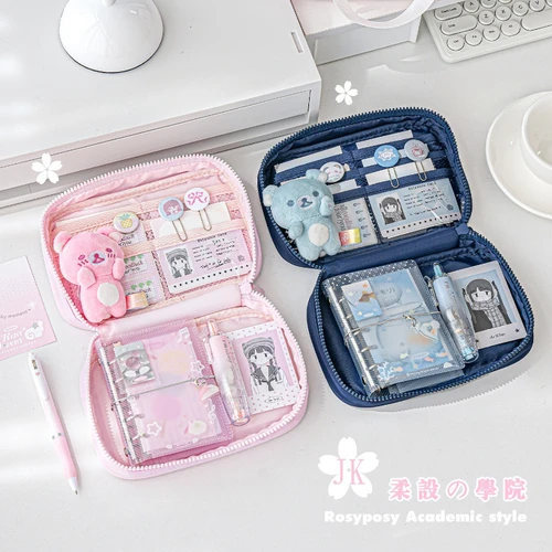 Imagen 2 del producto Bolsa de almacenamiento para álbum de recortes, uniforme de 6 capas, estilo JK, organizador de papelería japonés Kawaii, bolsa portátil de gran capacidad, regalo para niños