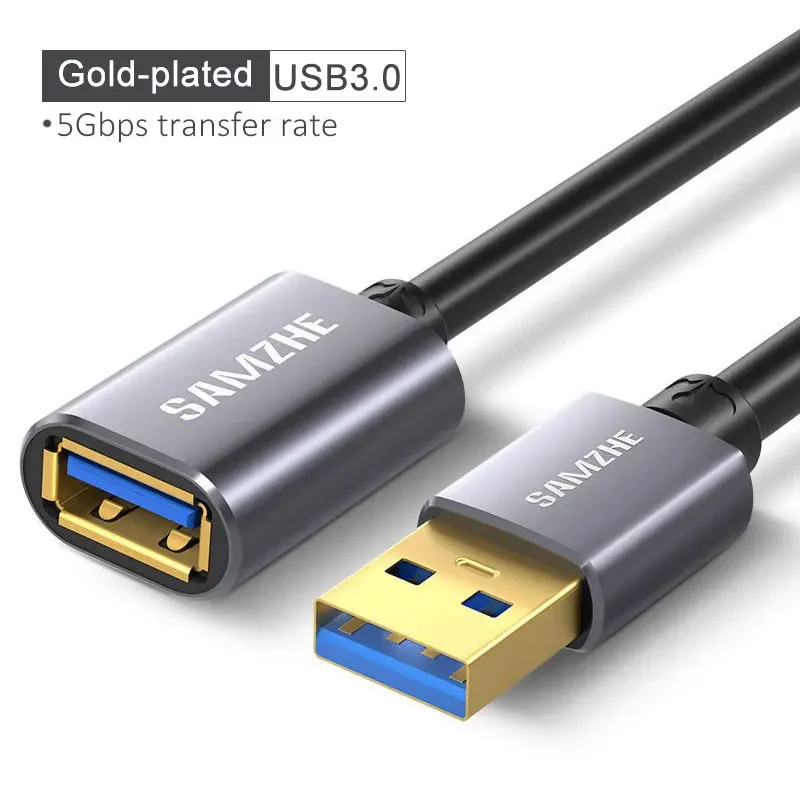 SAMZHE USB 3.0 Verlengkabel Man-vrouw USB3.0 2.0 Verlengkabel Voor PC TV PS4 Computer Laptop Extender Data Cord