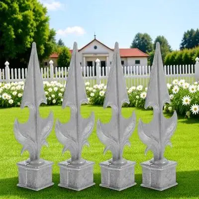 4pcs Fence Finials Metal Cast Aluminum Decorative Yard Garden Fence Toppers Durable Replacement For Gate Post Railing