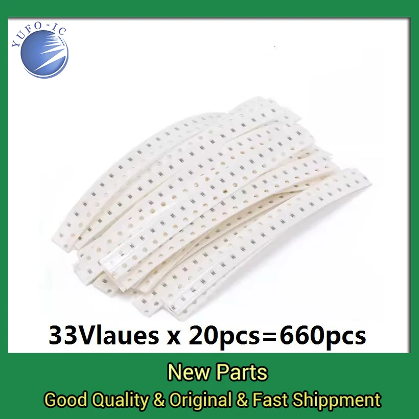 33valuesX 20pcs=660pcs 82R 100R 1K 10K 0603 Resistor Kit Assorted 1R To 1M Ohm 5% SMD Sample Kit DIY 3.3R 5.1R 10R 22R 47R 62R