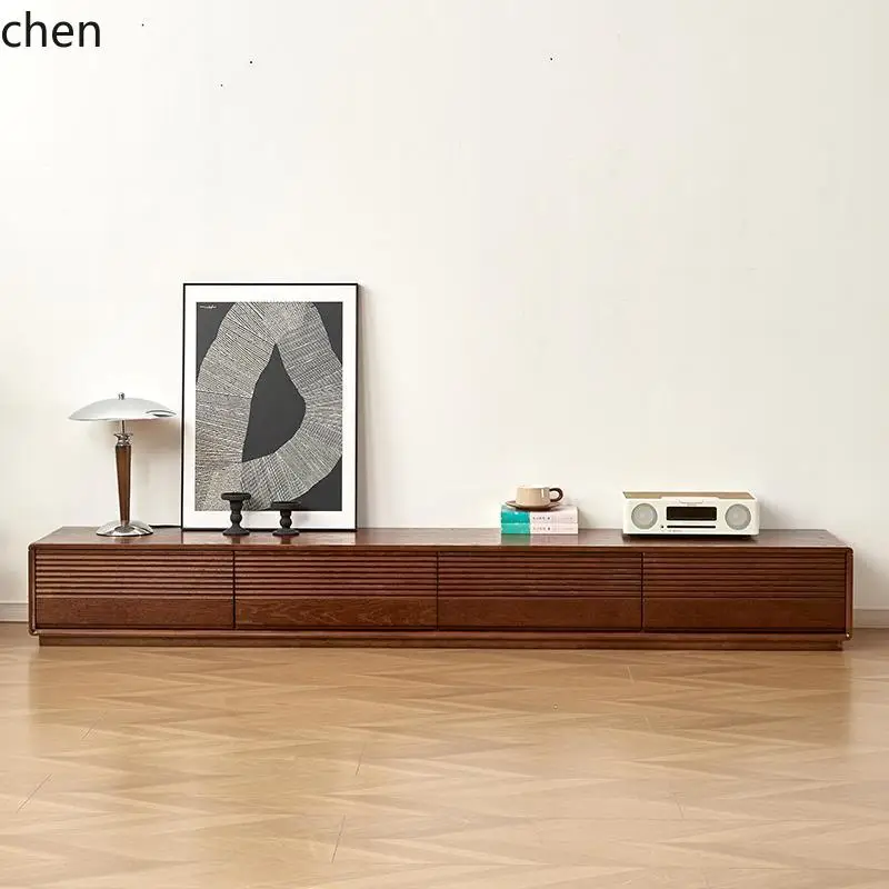 Modern Simple Pure Solid Wood Rubber Wood TV Cabinet