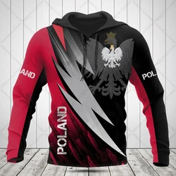 Custom Name Poland Emblem Fire Graphic Hoodies Unisex Loose Men and Women Sweatshirts Casual Pullover Oversized Tops Streetwear