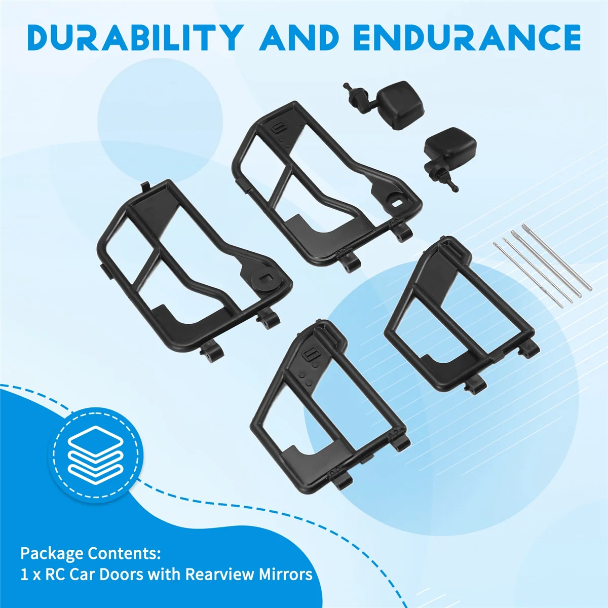 RYOST RC أبواب أنبوب بلاستيكي للسيارة ومرآة الرؤية الخلفية لسيارة زاحفة 1:10 RC محورية SCX10 90046 لسيارة جيب رانجلر هيكل صلب #3