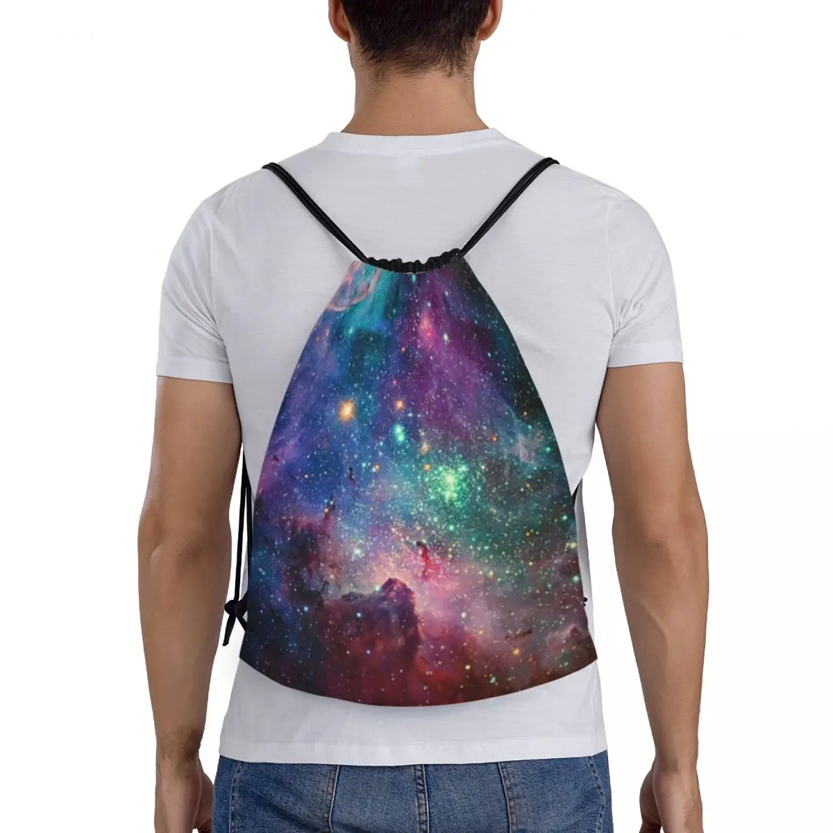 

Galaxy Backpacks Casual Portable Drawstring Bundle Pocket Storage Bag Book Bags For Man Woman Students