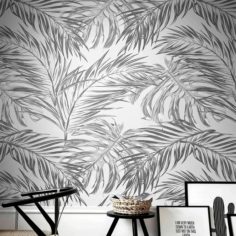 

Non-woven Wallpaper 3D Hand Painted Sketch Leaves Mural Paper Bedroom Living Room Backdrop Wall Decor Custom Any Size Oil Canvas