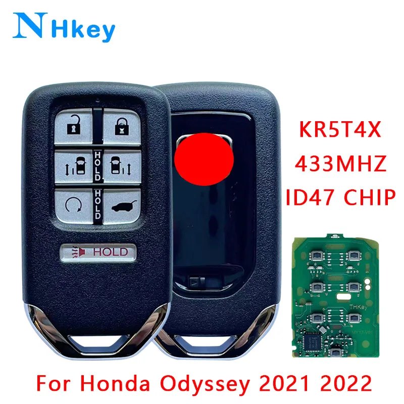 

NH KEY Fob FCC# KR5T4X 6+1 Buttons 433MHz ID47 Chip Smart Remote Control Car Key With For Honda Odyssey 2021 2022