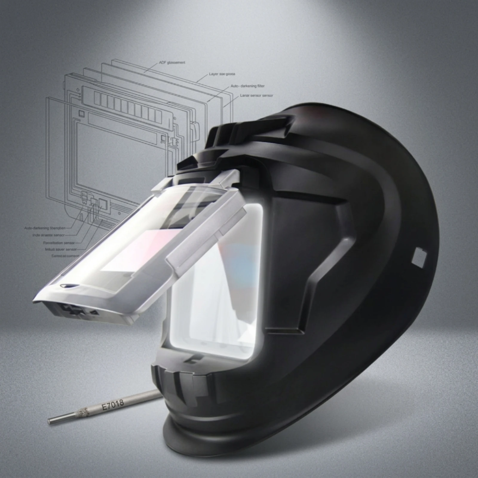 Heat Resistant Welding Helmet with Flip Up Lens Wide View Auto Darkening Protective Gear for Metalwork
