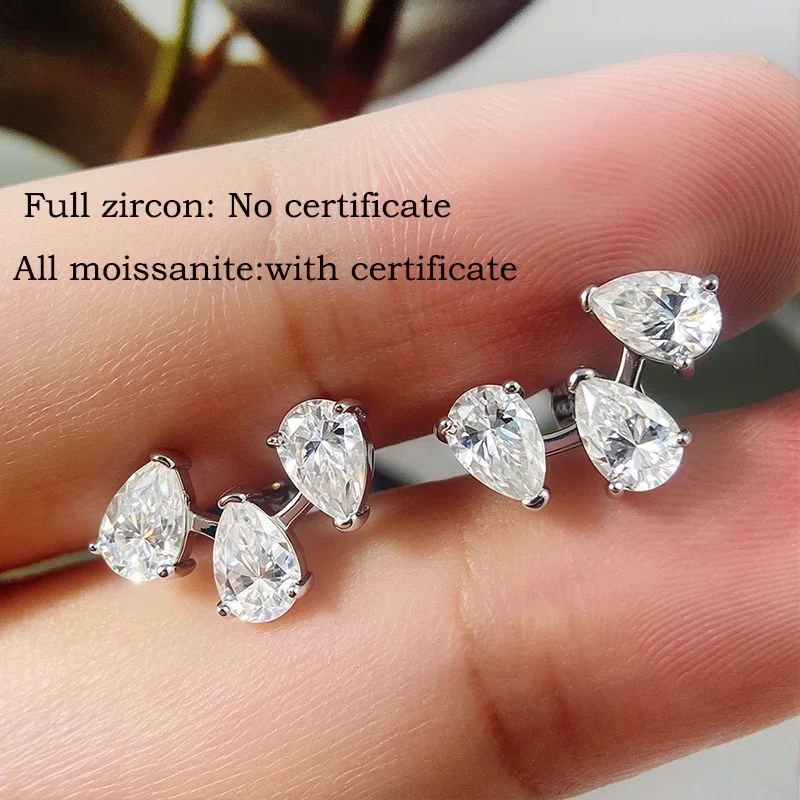 FCGJHW Trendy D VVS1 Pear Zircon Stud Earrings Sparking Bridal Wedding 18k Plated Jewelry Real S925 Sterling Silver Gifts 2026
