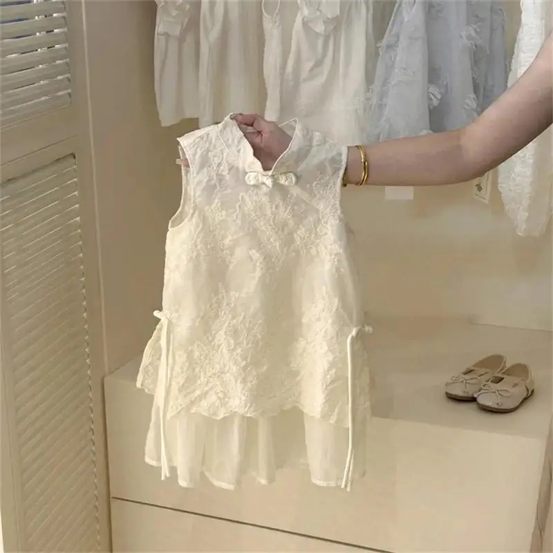 Baby Girl Cheongsam Solid Color Temperament 2026 Summer New Vest Summer Princess Dress