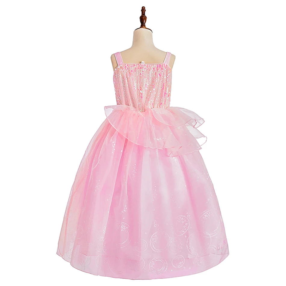 Mädchen Rosa Prinzessinnenkleid Kinder Cosplay Kostüm Zubehör Set Kindergeburtstag Party Pailletten Tüll Kleid Festliches Verkleidungsoutfit – Detail 12
