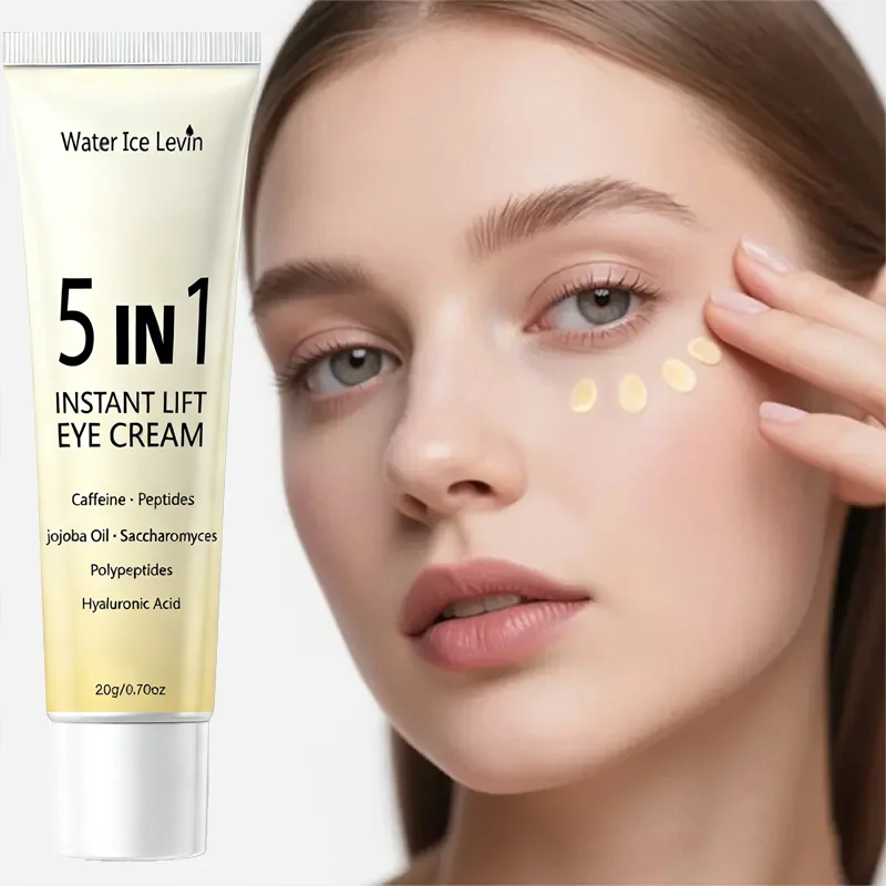 5in1 Instant Lift Eye Cream. 2 Min Results. Smoothes Eye Bags, Firms, Deep Hydration. Caffeine Peptides Hyaluronic Acid. 20g.